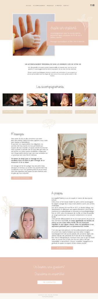 Maquette page accueil site internet Juste un instant