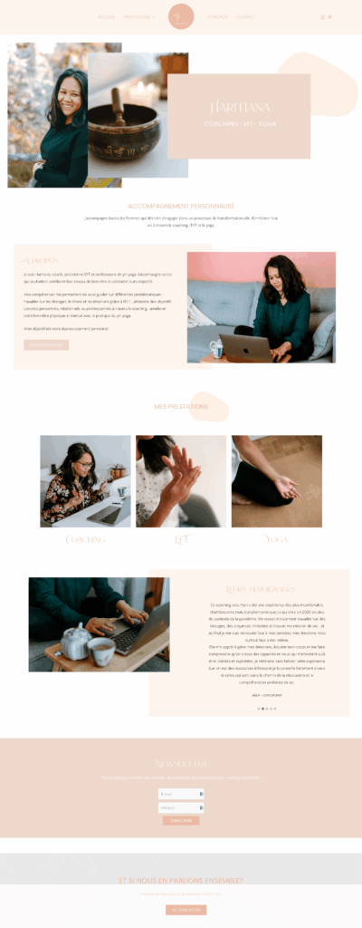 page accueil site internet personnalisé haritiana