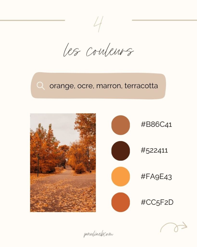 communication automne - couleurs automne canva