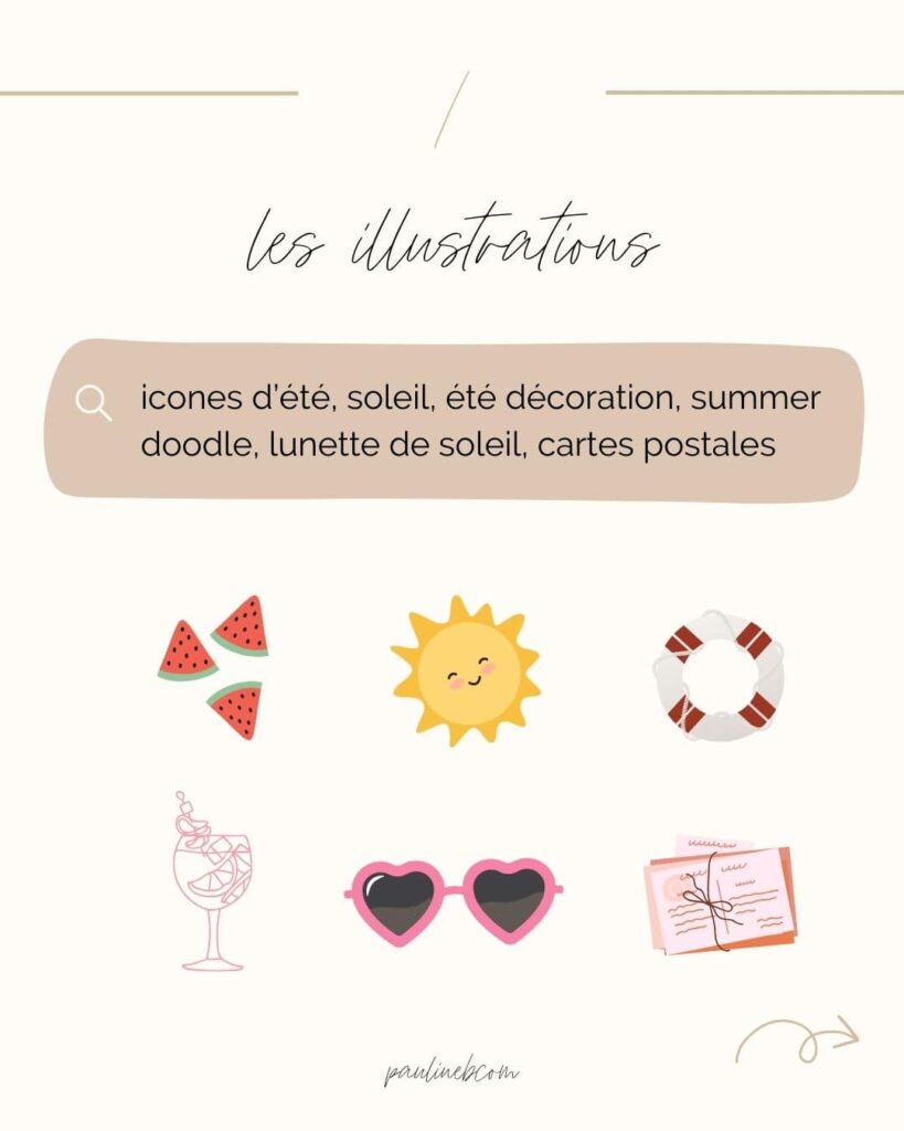 Mots clé canva été illustrations