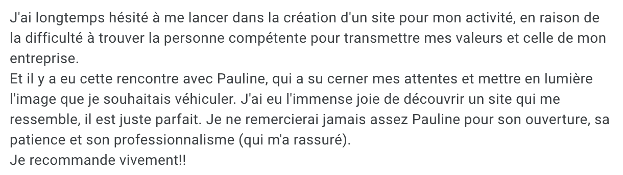 Témoignage création site internet