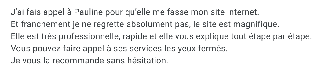 Témoignage après création site internet