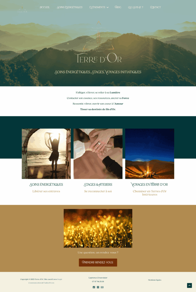 page accueil site internet energeticienne terre dor