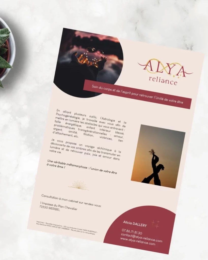création flyer énergéticienne alya reliance