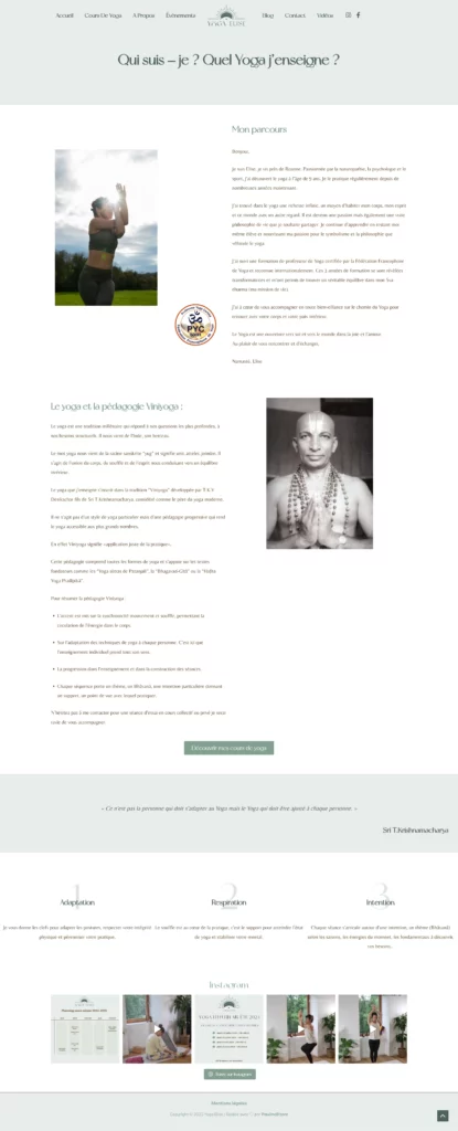 creation site internet prof de yoga a propos yoga elise