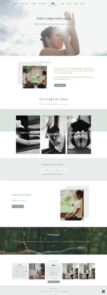 creation site internet prof de yoga accueil yoga elise